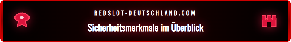 Grafik mit Symbolen für SSL, Lizenz und Datenschutz für Redslot.