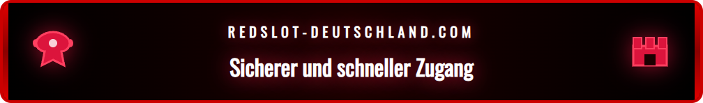 Screenshot der offiziellen Redslot Anmeldeseite mit Sicherheitssymbol.